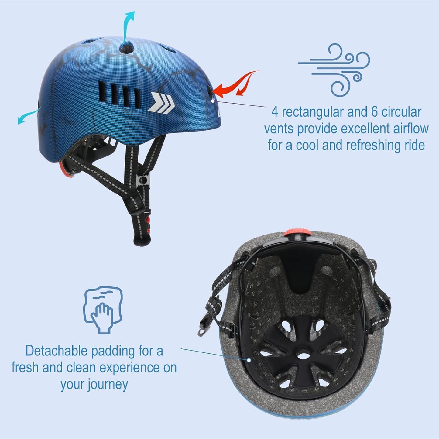 KAMUGO Kids Bike Helmet Set, Toddler Helmet for Ages 2-8 Boys Girls with Sports Protective Gear Set Knee Elbow Wrist Pads for Skateboard Cycling Scooter Rollerblading