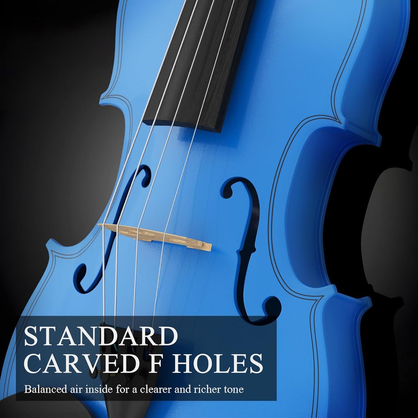 Beginner Violin 4/4, Full Size Violin for Adults, Teens, Student, Acoustic Fiddle Kit with Hard Case, Bow, Rosin, Bridge, Learners Age 12+ (Dark Blue)