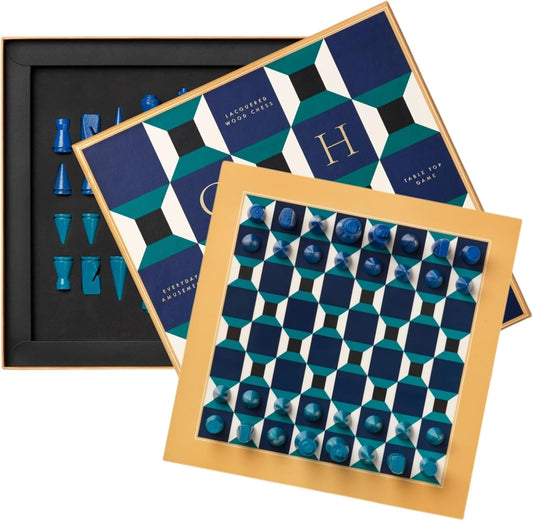 Lacquered Chess – Athena – Multi-Color Wooden Chess Set with Solid Wood Board – Elegant Coffee Table Game for Adults & Kids Ages 5+ – Multilingual Instructions Included