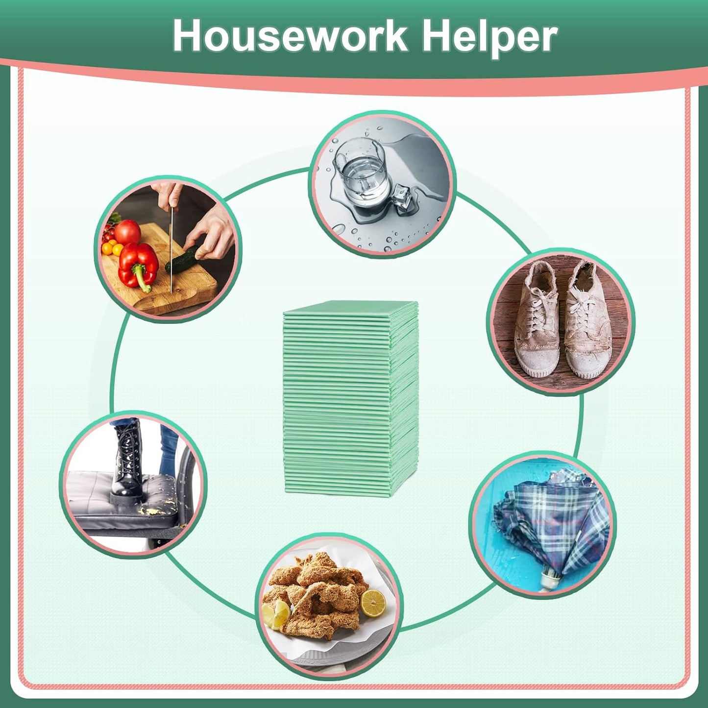 Disposable Underpads 17"×24"(100 pcs) Light Absorbent Bed Pads Small Chucks Pads for Kids, Puppy, Cat and Tioilet