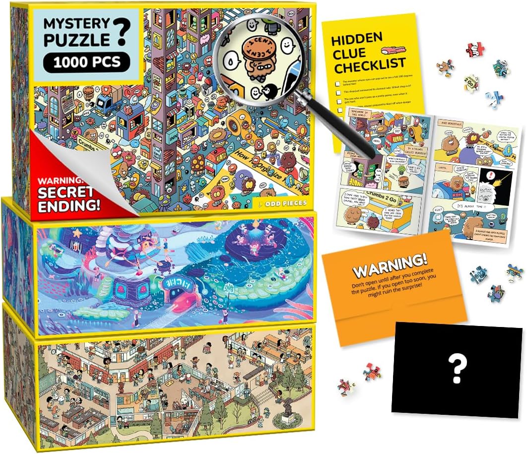 Jigsaw Puzzles 1000 Pieces - Magic Mystery Story Secret Ending Puzzle - Perfect Family Game Night for Adults & Kids - Gift Idea Beginner Unique Puzzle (Series 1)