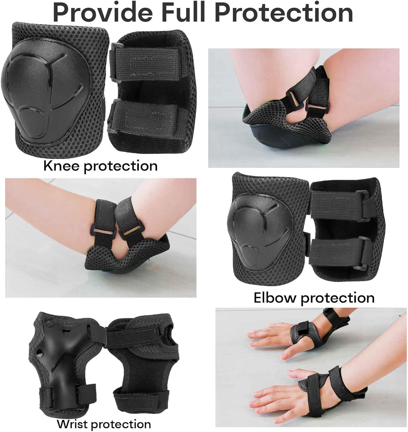 KAMUGO Kids Bike Helmet, Toddler Helmet for Ages 2-8 Boys Girls with Sports Protective Gear Set Knee Elbow Wrist Pads for Skateboard Cycling Scooter Rollerblading