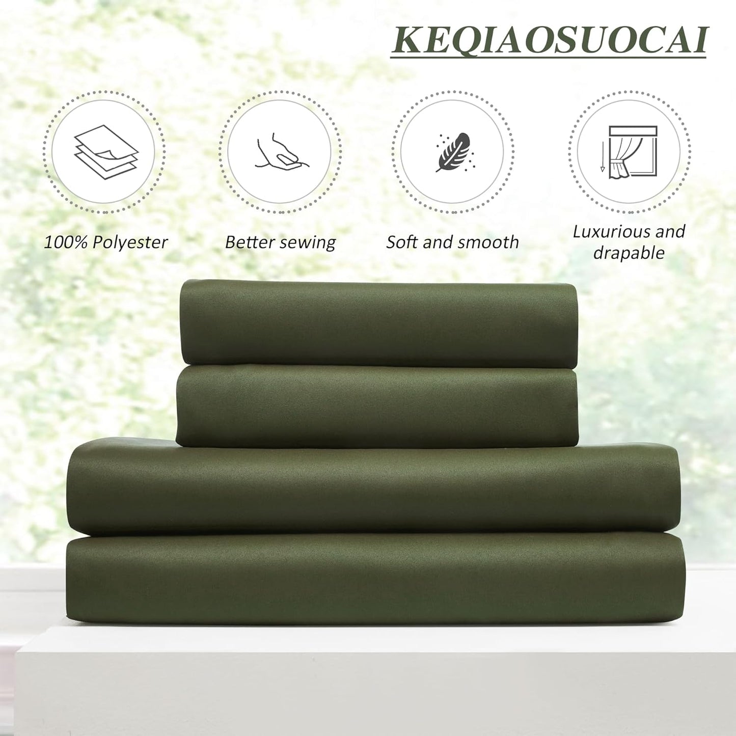 KEQIAOSUOCAI 96 Inch Curtains with Pinch Pleat,Warm Cold Blocking Block Out Room Darkening Curtain Drapes for Living Room 8 ft Tall(Dark Olive Green, 40" W x 96" L,2 Panels)