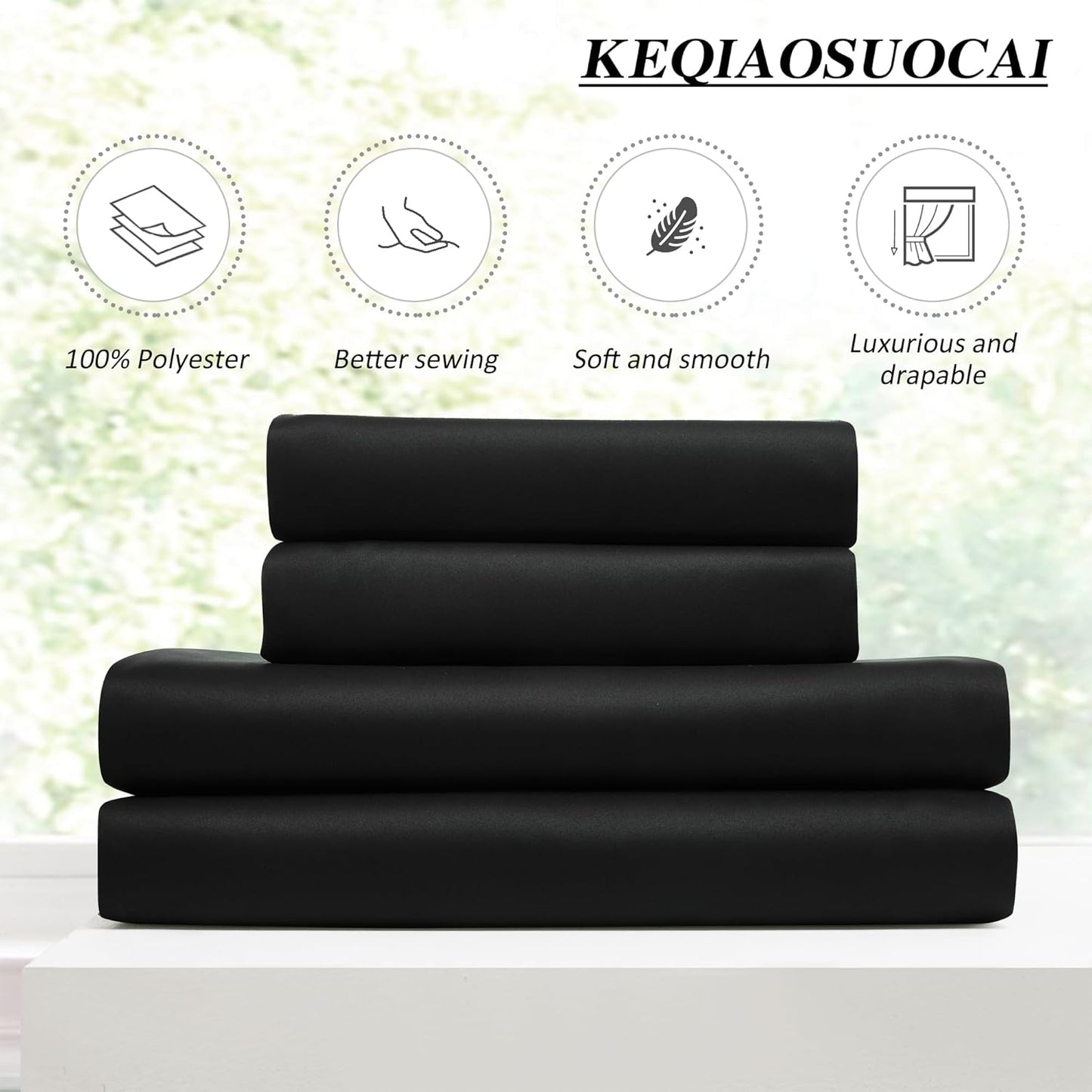 KEQIAOSUOCAI Pinch Pleated Blackout Curtains 84 Inch Long 2 Panels for Bedroom Living Room Thermal Insulated Black Out Window Curtain Pinched Pleat Drape with Hooks (W40 x L84 Inch, Black)