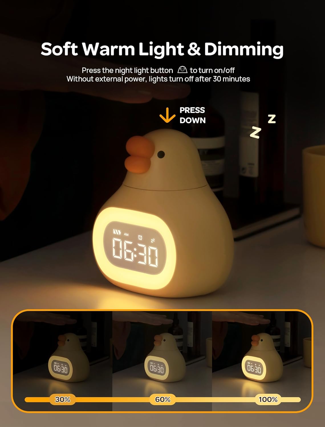 MASHI Goose Alarm Clock with Night Light, ok to Wake Clock for Kids, Cute Goose Night Light, Snooze, Toddler Sleep Training Clock,Gift for Kids Girls Boys Teens Birthday Room Decor