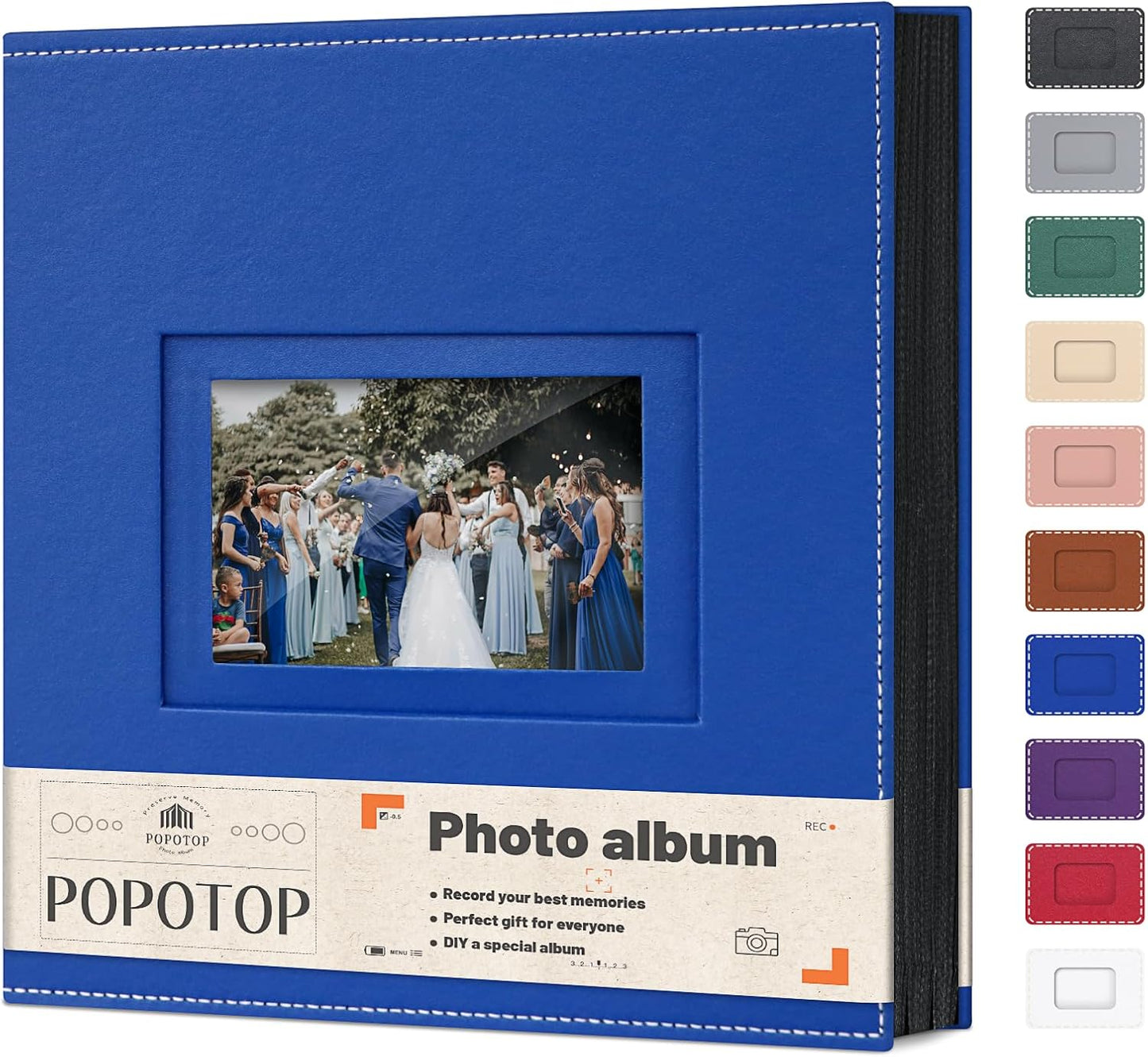 Popotop Photo Album 4x6 500 Pockets with Leather Hardcover Cover, Large Photo Album Binder Book with 50Pcs Pages for Family Travel Wedding Baby Gifts