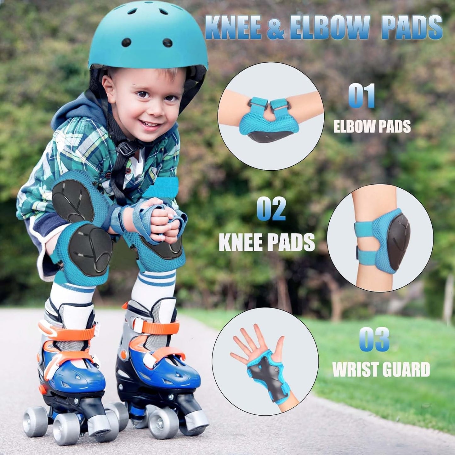 Kids Bike Helmet Set Adjustable Helmet for Ages 3-15 Kids Toddler Boys Girls Youth, Multi-Sport Bicycle Skateboarding Football Rollerskating Scooter Rollerblade Balance Bike Helmets