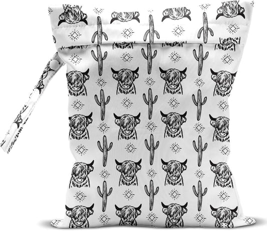 Waterproof Wet Bag for Swimsuit, Travel Beach Wet Dry Bag, Hidden Zipper Reusable Western Cowgirl Wet Bags, for Travel Beach Wet Swimsuits Toiletries Diapers Laundry Bag