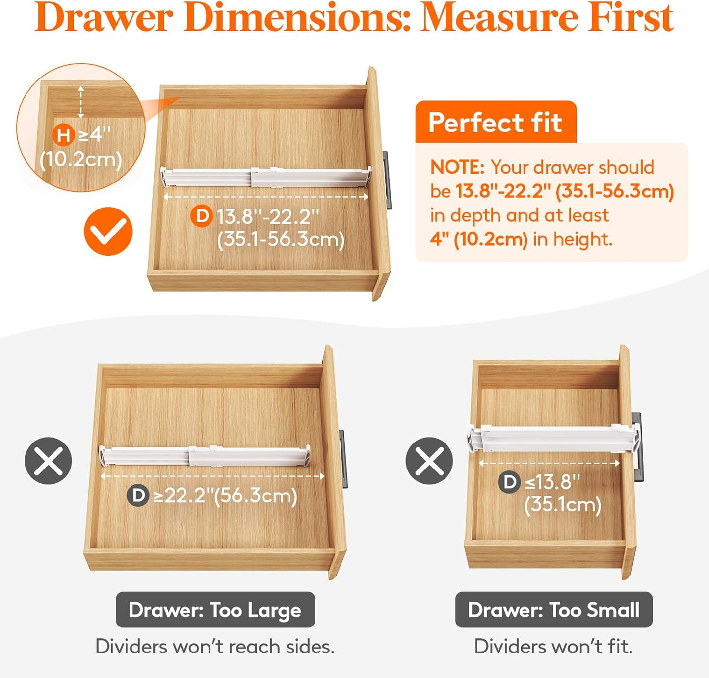 Lifewit 9 Pack Drawer Dividers 4" High, 13.8-22.5" Dresser Drawer Divider, Adjustable Drawer Organizers for Clothes, Plastic Drawers Separators for Dresser, Bedroom, Bathroom, Kitchen, Office
