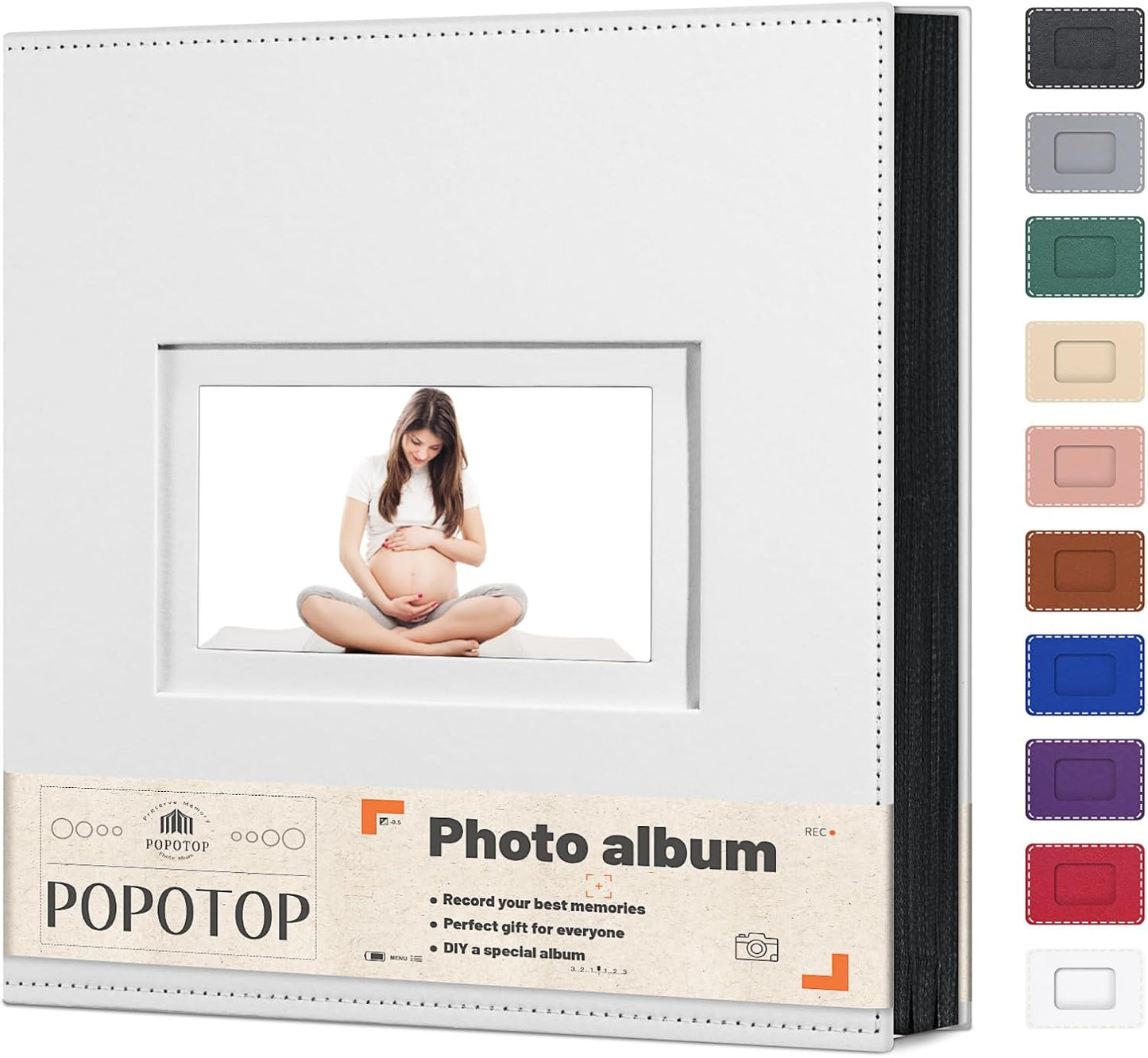 Popotop Photo Album 4x6 500 Pockets with Leather Hardcover Cover, Large Photo Album Binder Book with 50Pcs Pages for Family Travel Wedding Baby Gifts