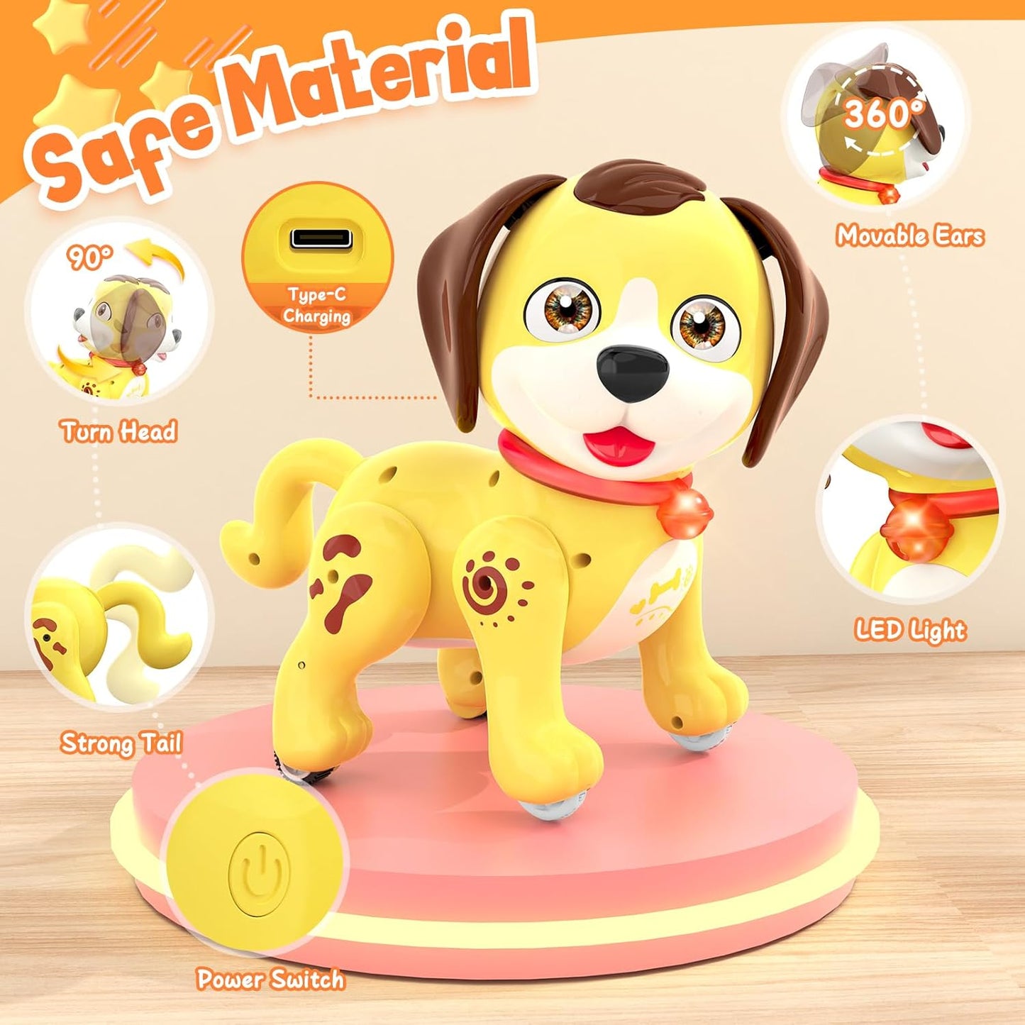 Remote Control Robot Dog Toy, Interactive Robot Dog Toys for Kids with Music, LED, Rechargeable Robot Pet, Auto Demo Dancing Walking Ideal Holiday Birthday Robot Toys for Ages 5-7