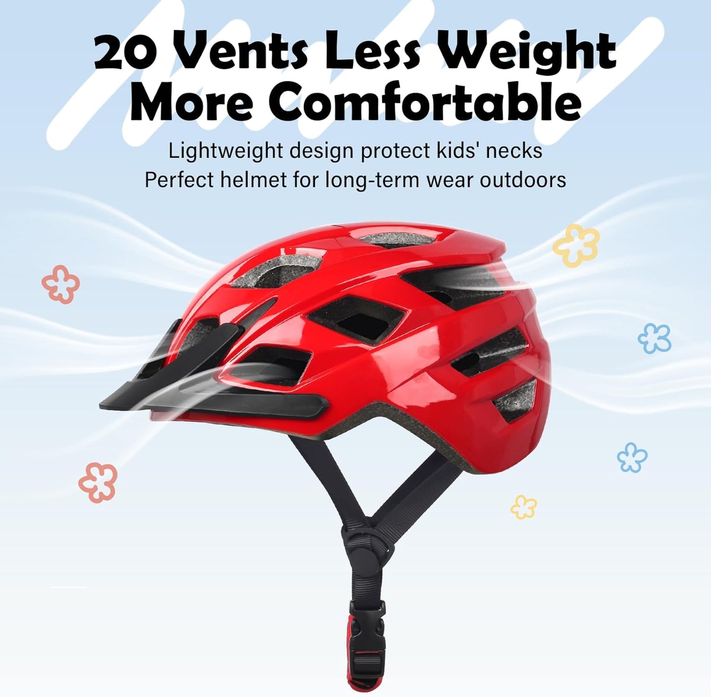 Kids Bike Helmet, 2 Size Adjustable for Youth Toddler Boys & Girls 3-5-8-10-12-14 Years, Child Helmets with Visor for Skating Cycling Scooter
