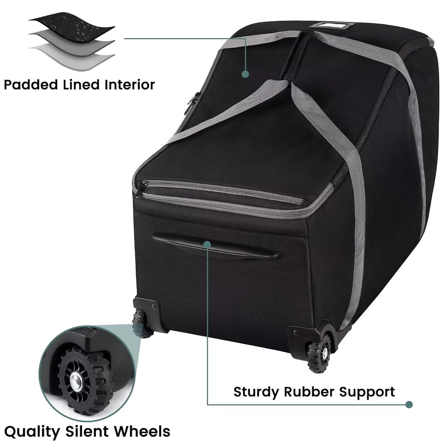 Infant Car Seat Travel Bag Fit Doona Car Seat Stroller and Base, Chicco Keyfit 35 and Base, Doona Travel Bag with Wheels, Padded Car Seat Bags for Air Travel, Nuna Travel Bag with Zipper Pocket