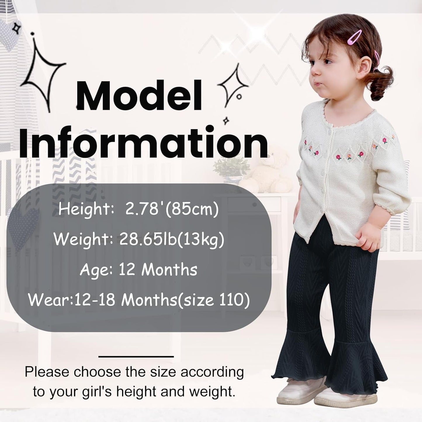 2 Pack Toddler Baby Girl Pants Flare Leggings Ribbed Knit Newborn Bell Bottoms Solid Ruffle Infant Pants for Girls