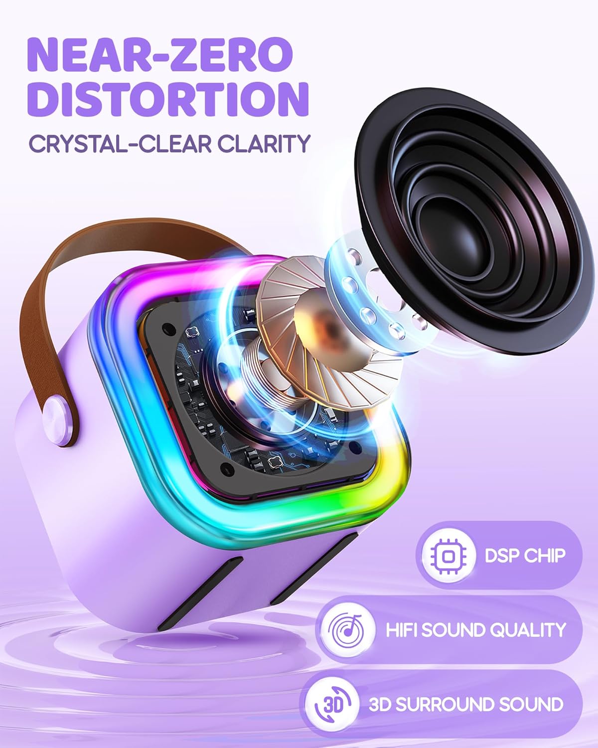 IROO Mini Karaoke Machine for Kids, 2025 TOP Toys Birthday Gifts Ideas for Girls Ages 4, 5, 6, 7, 8, 9, 10, 12+ Years Old, Portable MP3 Player with 3 Wireless Mics for Party