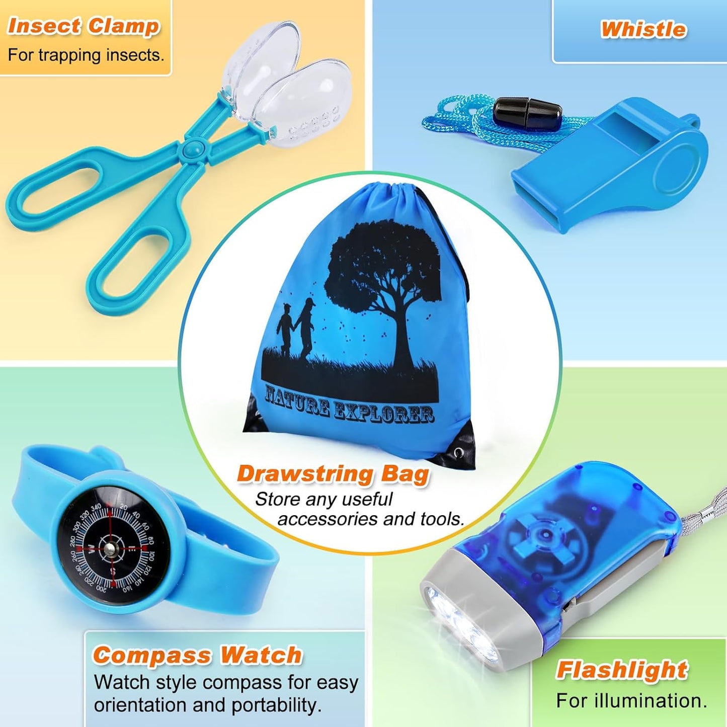 Bug Catcher Kit & Outdoor Explorer Kit for Kids, 10 Pcs Bug Catching Kit with Toy Cage, Backpack, Flashlight, Manifying Glass, Toy Net, Outdoor Exploration Toys Gift for Boys Girls 3-12