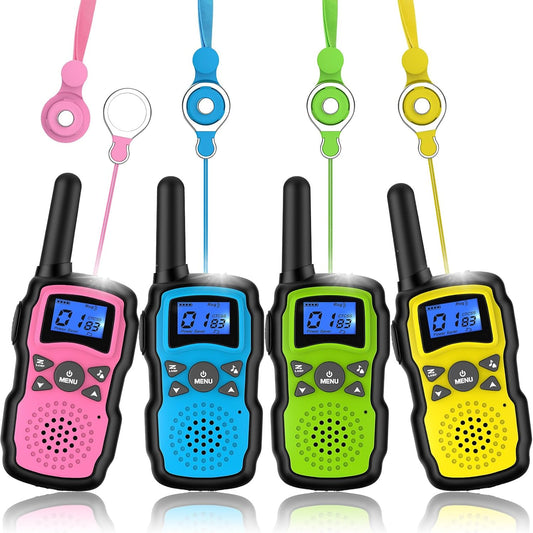 Wishouse Walkie Talkies for Kids 4 Pack,Family Walky Talky Adults Children Radio Long Range,Outdoor Camping Fun Toys Birthday Present Xmas Gifts for 4 5 6 7 8 Year Old Girls Boys No Battery No Charger