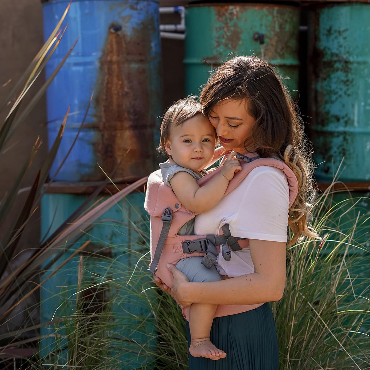 Beco Baby Gemini Newborn to Toddler Carrier - Front, Back and Hip Seat, Backpack & Front With Adjustable Seat, Ergonomic Holder 7-35lbs (Pink Linen)