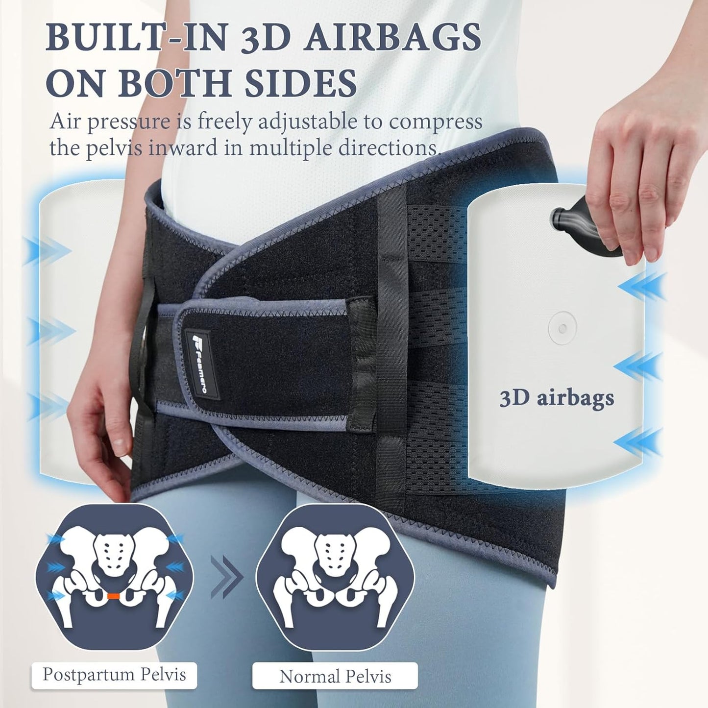 Inflatable Pelvic Support Belt for Women and Men, Adjustable Pressure SI Joint Brace for Postpartum Recovery, Pelvic Tilt Correction, Hip & Pubic Symphysis Pain Relief (L)