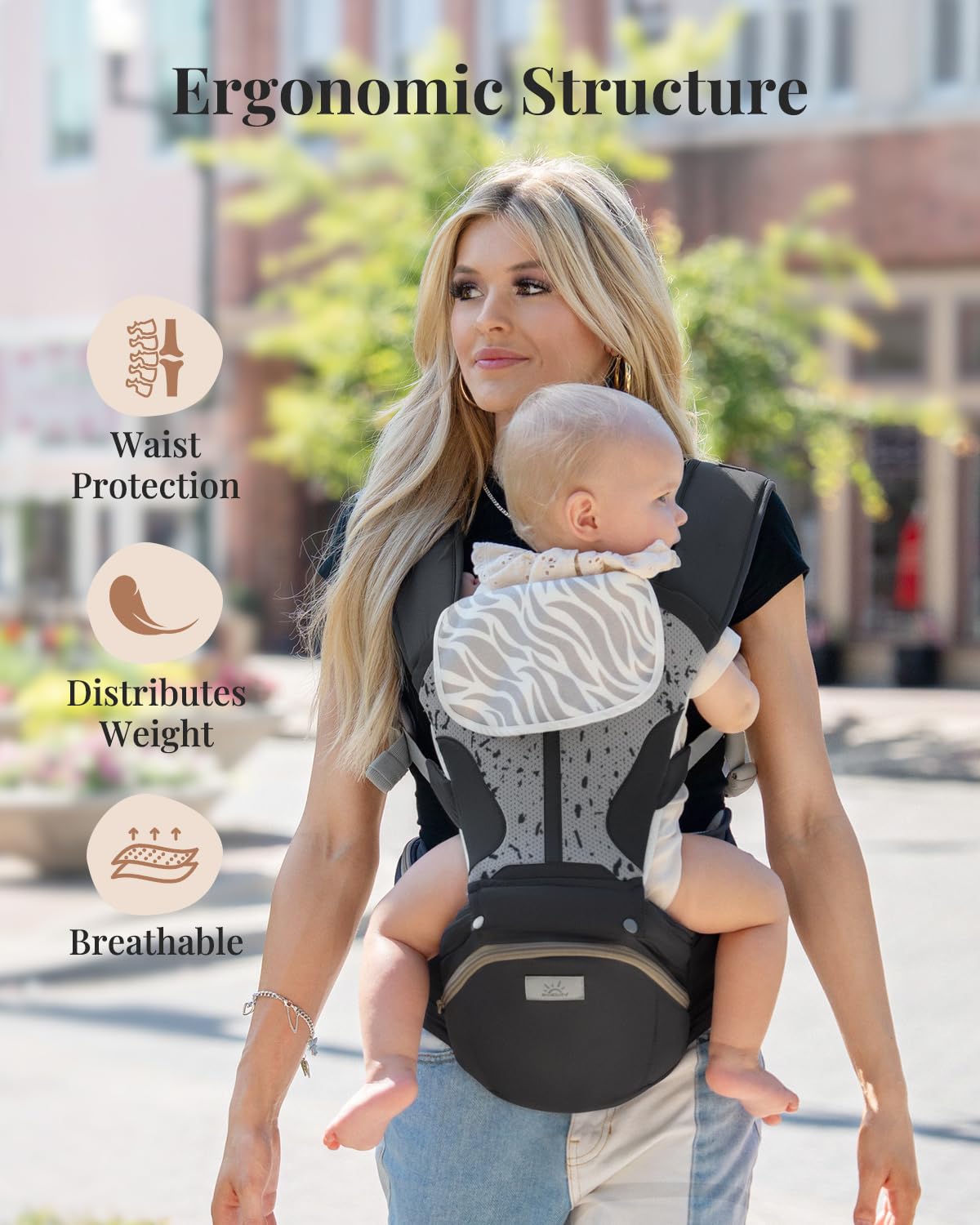 Baby Carrier Pro, MOMTORY Safety-Certified 6-in-1 Ultra Storage Baby Carrier Newborn to Toddler, Front & Back Baby Holder Carrier with Hip Seat, Pure Black
