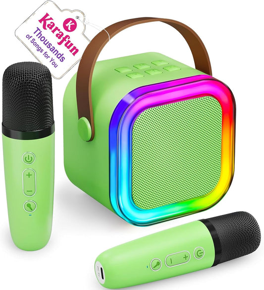 IROO Mini Karaoke Machine for Kids, 2025 TOP Toys Birthday Gifts Ideas for Girls Ages 4, 5, 6, 7, 8, 9, 10, 12+ Years Old, Portable MP3 Player with 2 Wireless Mics for Party