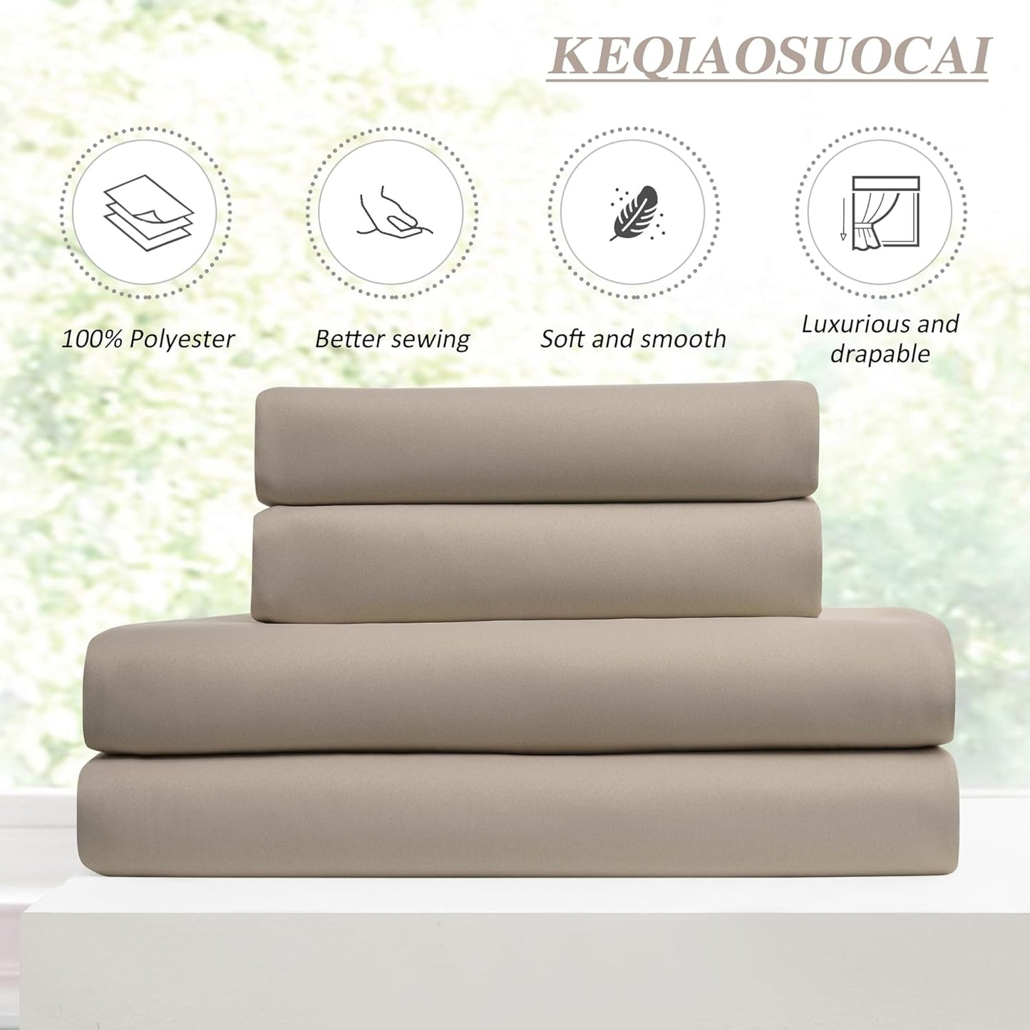 KEQIAOSUOCAI Pinch Pleated Window Curtain Panels 150 Inches Long Light Blocking Solid Ceiling Floor Pleated Curtains Hooks Track Privacy Memory Shape Drape for Living Room,Khaki,40x150, Set of 2
