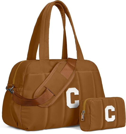 Duffle Bag with Letter, Carry On Bags for Women，Overnight Bag with Wet Pocket，Lightweight Travel Bags Personalized Gym Tote with Makeup Pouch-Daughter Birthday Gift
