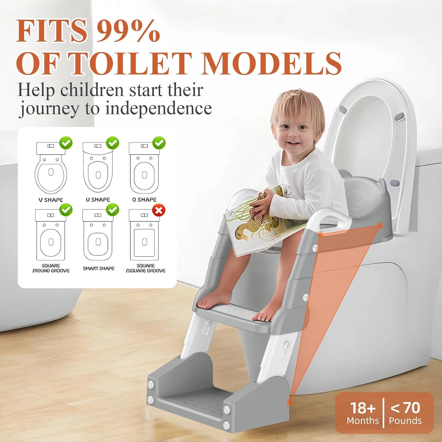 Potty Training Seat, Toddler Toilet Seat for Little Boys Girls, Potty Training Toilet with Urinals, Toddler Step Stool Ladder and Splash Guard