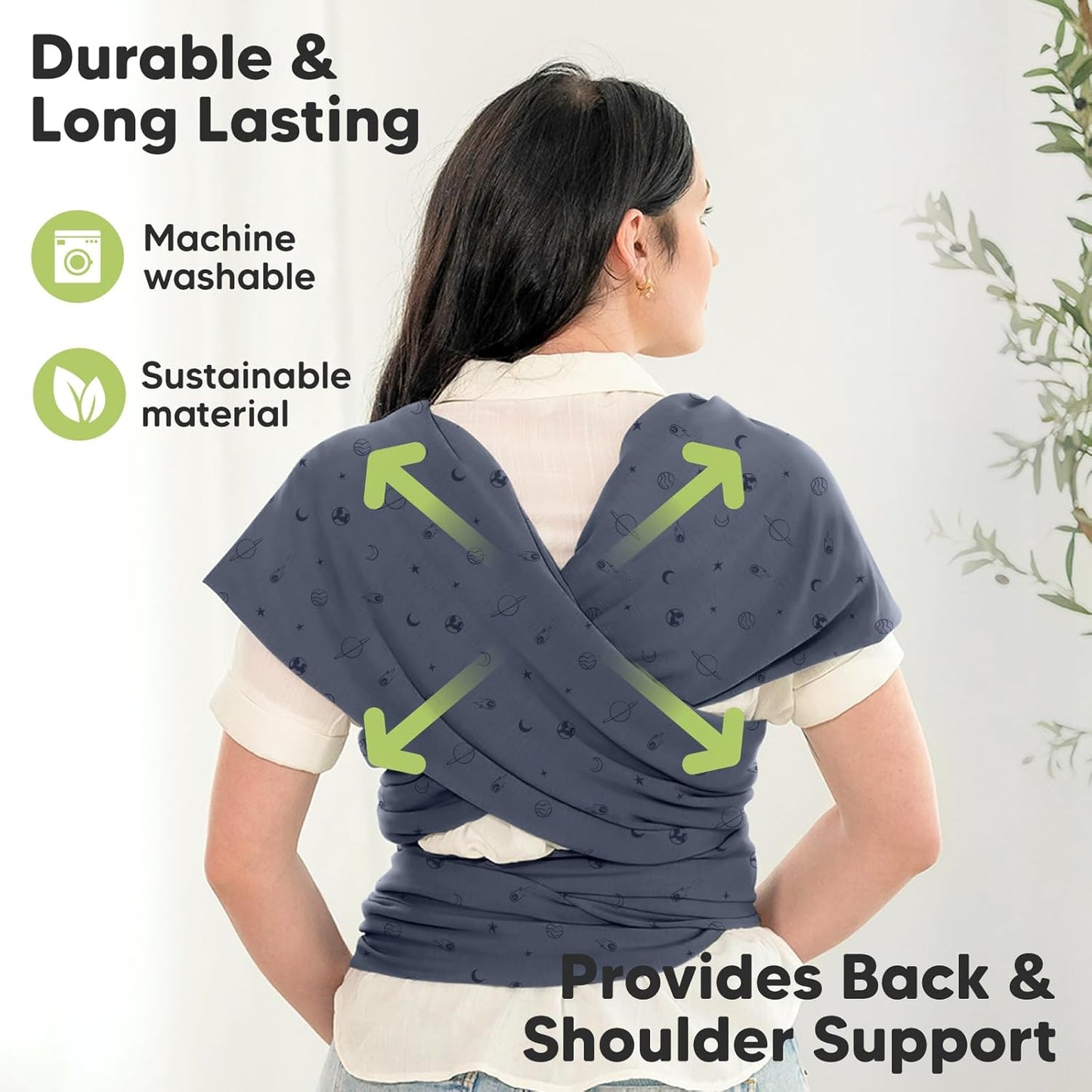 KeaBabies Baby Wrap Carrier - All in 1 Original Baby Carrier Newborn to Toddler Sling, Easy to Wear, Hands Free Bonding, Lightweight, Breathable Infant Wraps (Planets)