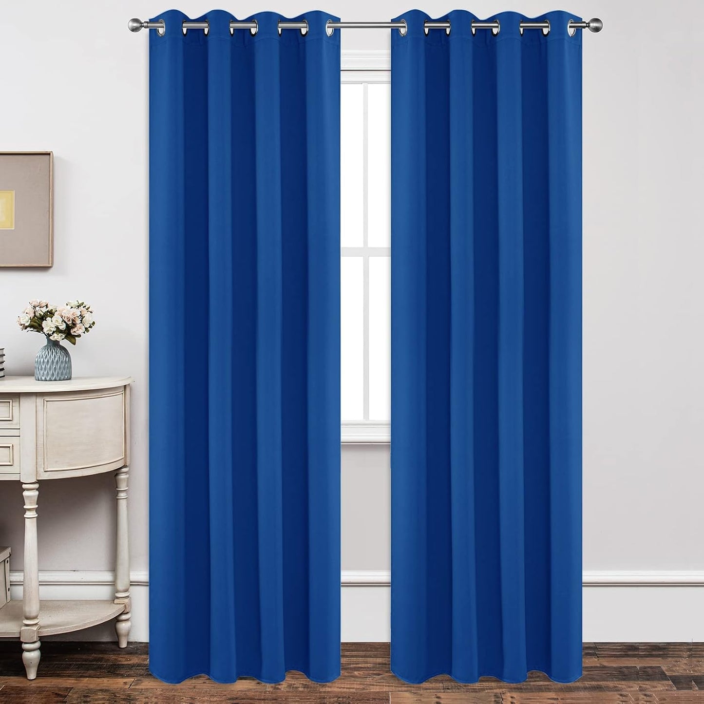 Joydeco Blackout Curtains 95 Inch Length 2 Panels Set, Thermal Insulated Long Curtains& Drapes 2 Burg, Room Darkening Grommet Drapes for Living Room Bedroom Window (W52 x L95 Inch, Royal Blue)