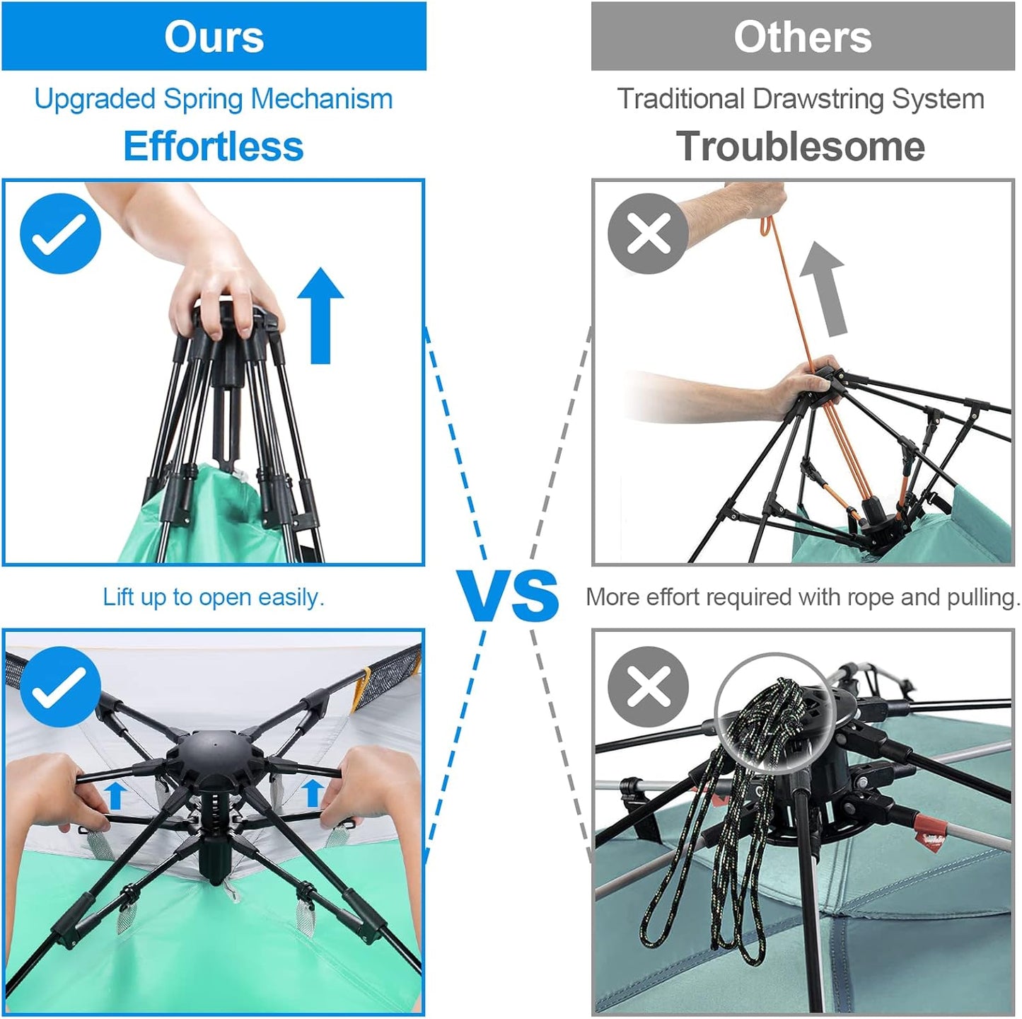 WolfWise 3-4 Person Easy Up Beach Tent UPF 50+ Portable Instant Sun Shelter Canopy Umbrella with Extended Zippered Porch, Mint Green