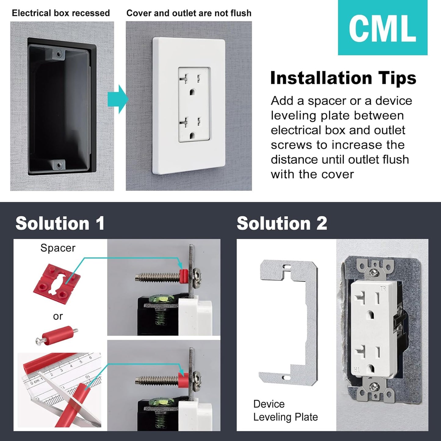 CML Screwless Wall Plates, 120 Pack Decorator Light Switch Covers, 1-Gang Decor Outlet Switch Plate, Standard Size 2.91”x4.68”, Impact Resistant, UL Listed, White