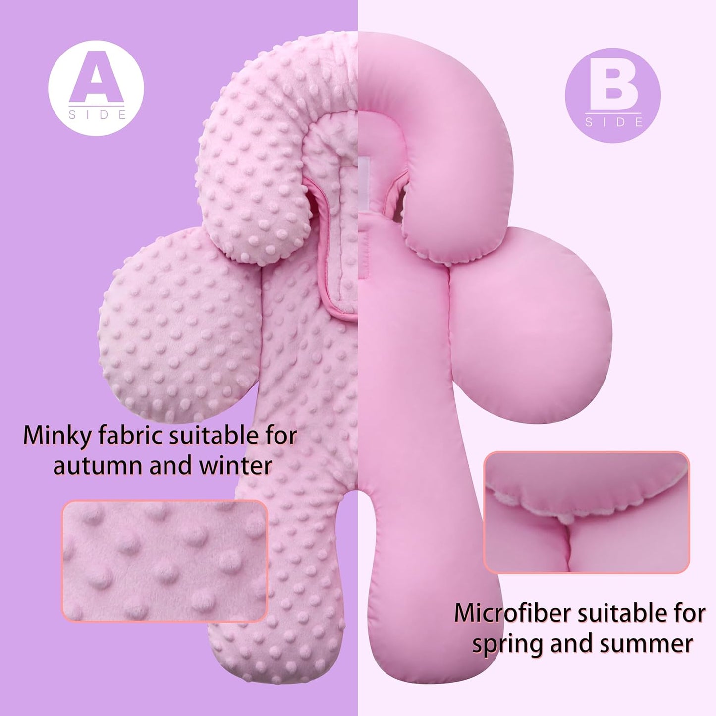 Pro Goleem Infant Car Seat Head Neck Body Support, Ultra-Soft Minky and Microfiber Newborn Car Seat Insert, Perfect for Car Seat, Stroller, 2-in-1 Reversible, Girls, Pink