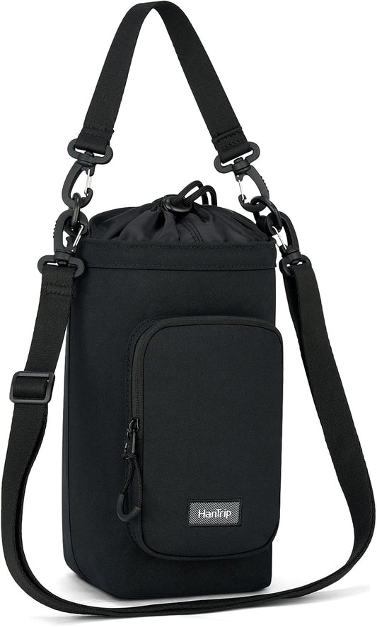 Insulated Water Bottle Carrier Bag with Strap Phone Pocket for 25/32/40/64 oz Tumbler Cup, Water Bottle Holder