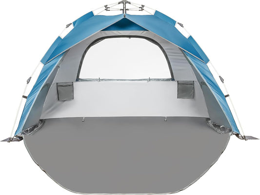 Beach Tent Pop Up Beach Sun Shade Tent with UPF 50+ UV Protection, Removable Floor Zippered Privacy & Ventilation Sun Shelter Family 3 to 4 Person