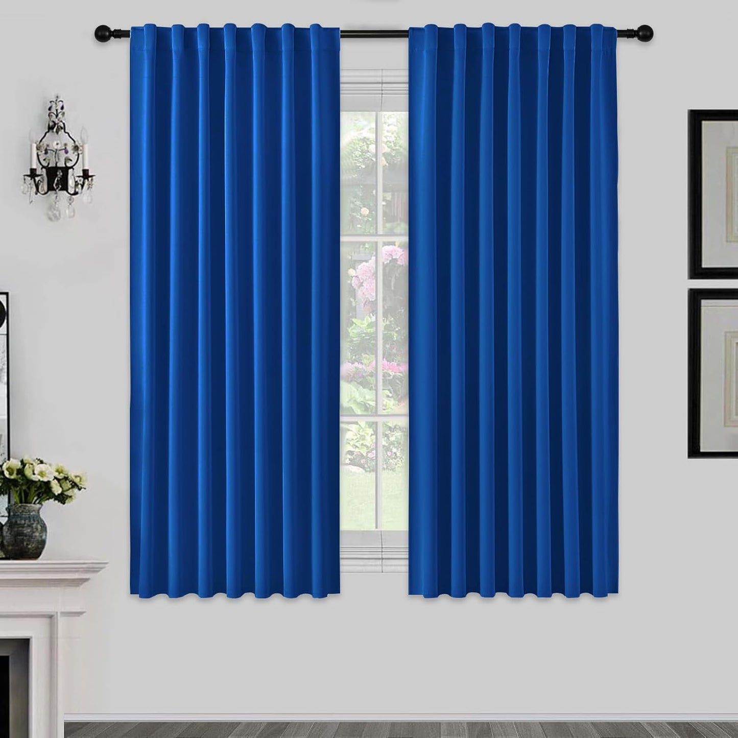 Joydeco 72 Inch Blackout Curtains for Bedroom, Thermal Insulated Black Out Curtains 2 Panels Set, Room Darkening Drapes for Living Room Window Rod Pocket Back Tab (W52 x L72 Inch, Royal Blue)