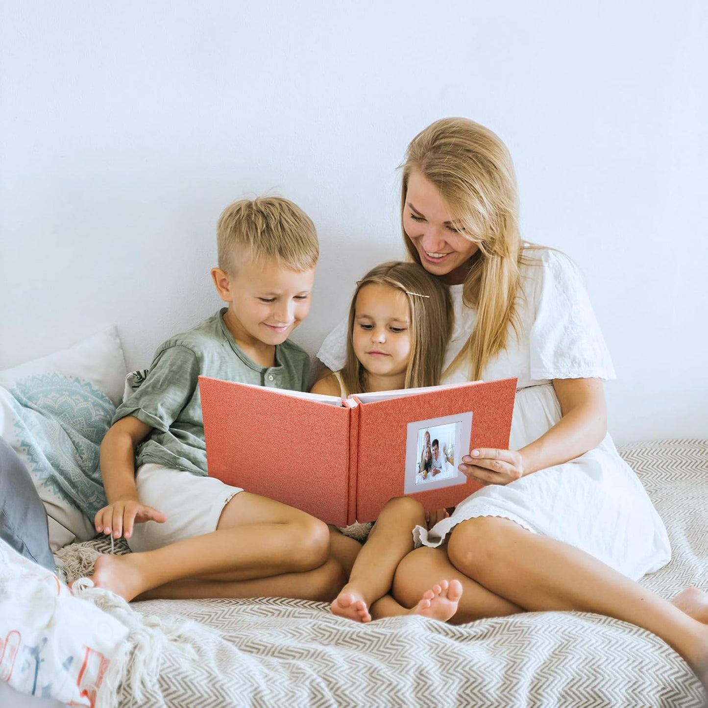 Photo Album Self Adhesive Pages Scrapbook Large Magnetic Photo Albums with Sticky Pages Scrapbooks for Wedding Baby for 4x6 5x7 8x10 Picture Photo Books 11x10.6 Orange 40 Pages