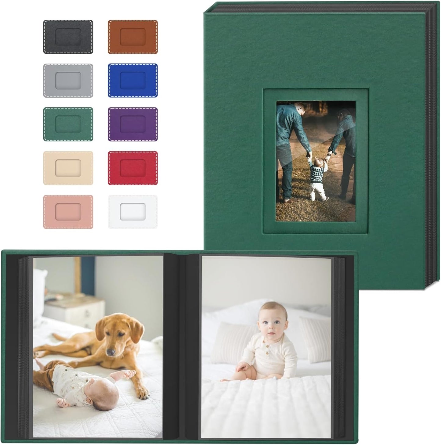 Popotop Photo Album 4x6 100 Pockets with Leather Hardcover Cover, Small Photo Album Holder Book with 50Pcs Pages for Family Travel Wedding Baby Gifts