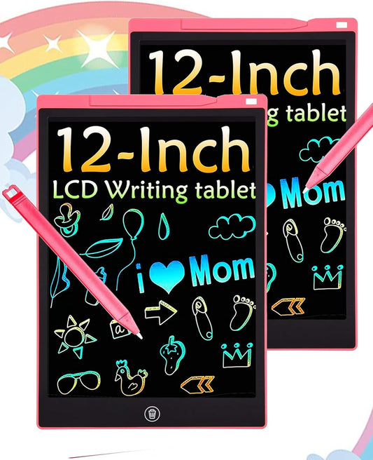 2 Pack LCD Writing Tablet, 12 inch Colorful Toddler Drawing Pad Doodle Board, Erasable Educational Toy Christmas Birthday Gift for 3 4 5 6 7 Year Old
