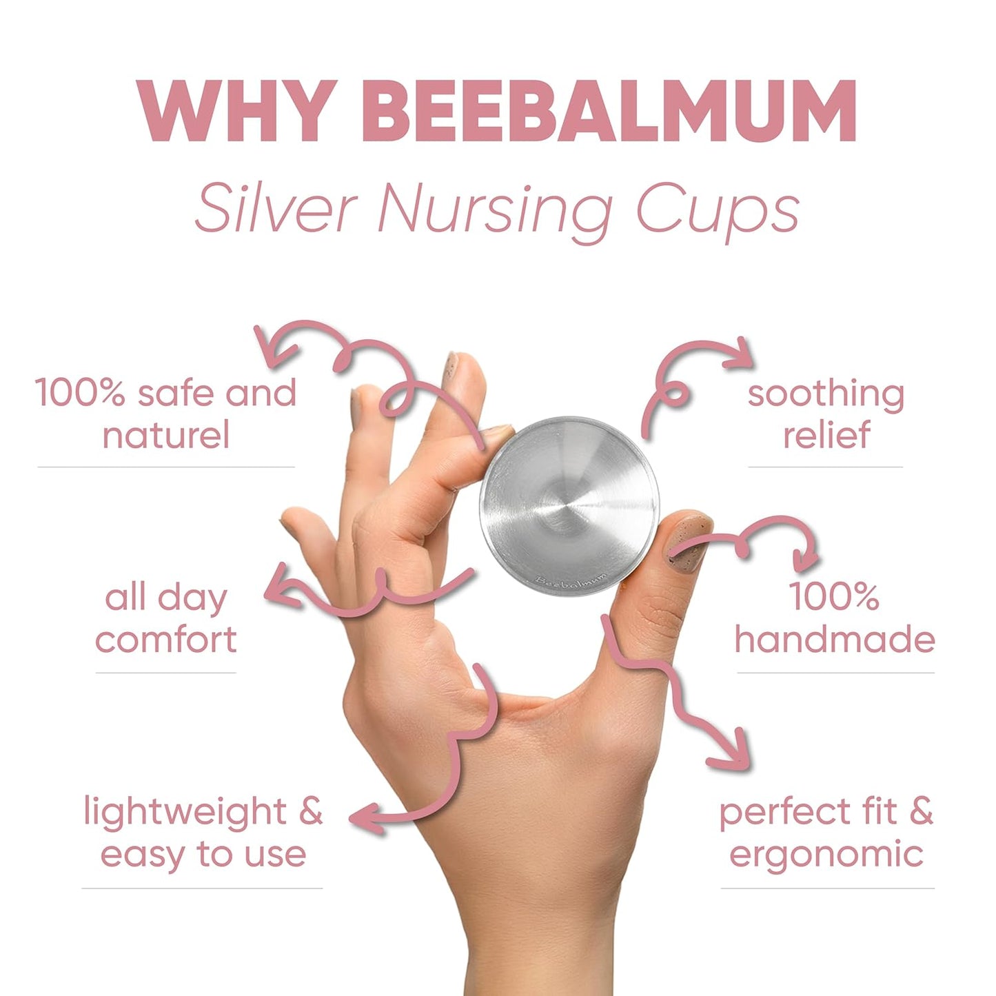 The Original Silver Nursing Cups, Nipple Shields for Breastfeeding Newborns, Protect & Soothe Nursing Nipples, 925 Silver, Regular Size