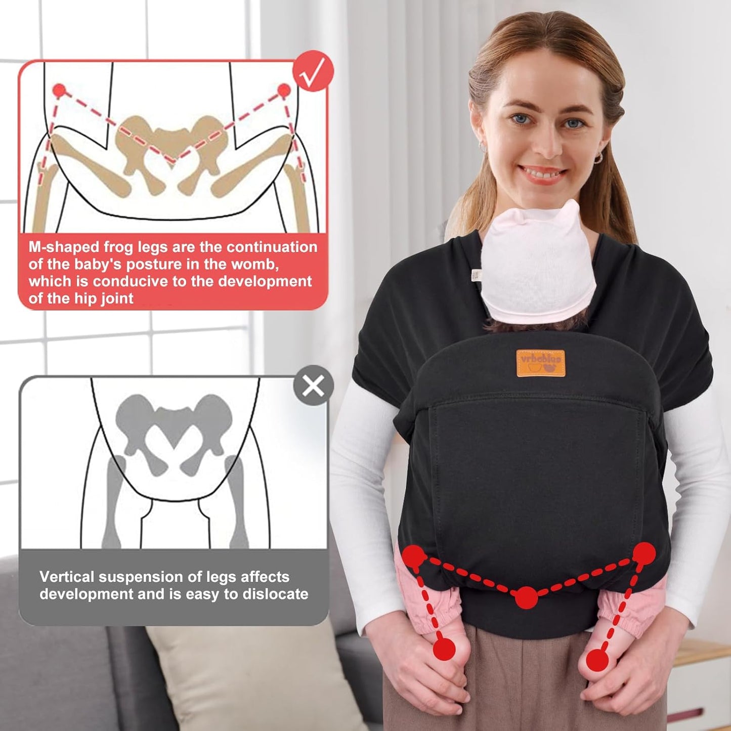 Baby Wraps Carrier Sling, Baby Carrier for Newborns and Toddlers,Skin-Friendly and Soft Front Baby Carrier Wrap Perfect Baby Gifts