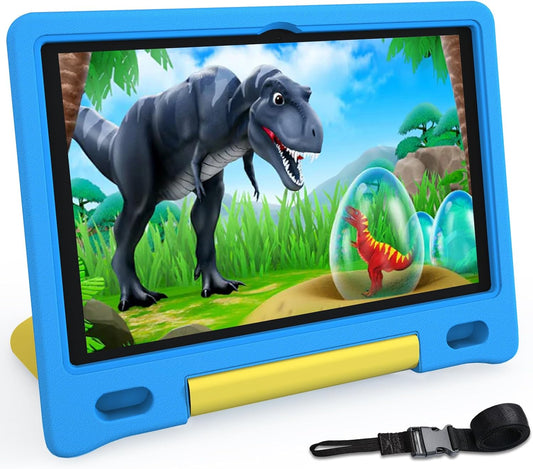 Tablet for Kids 10.1 inch Android 14, 8GB+64GB(TF 1TB) 6000mAh Kids Tablet WiFi6 Parental Control,Face Unlock, 1280 * 800 HD Screen (Layard Blue)