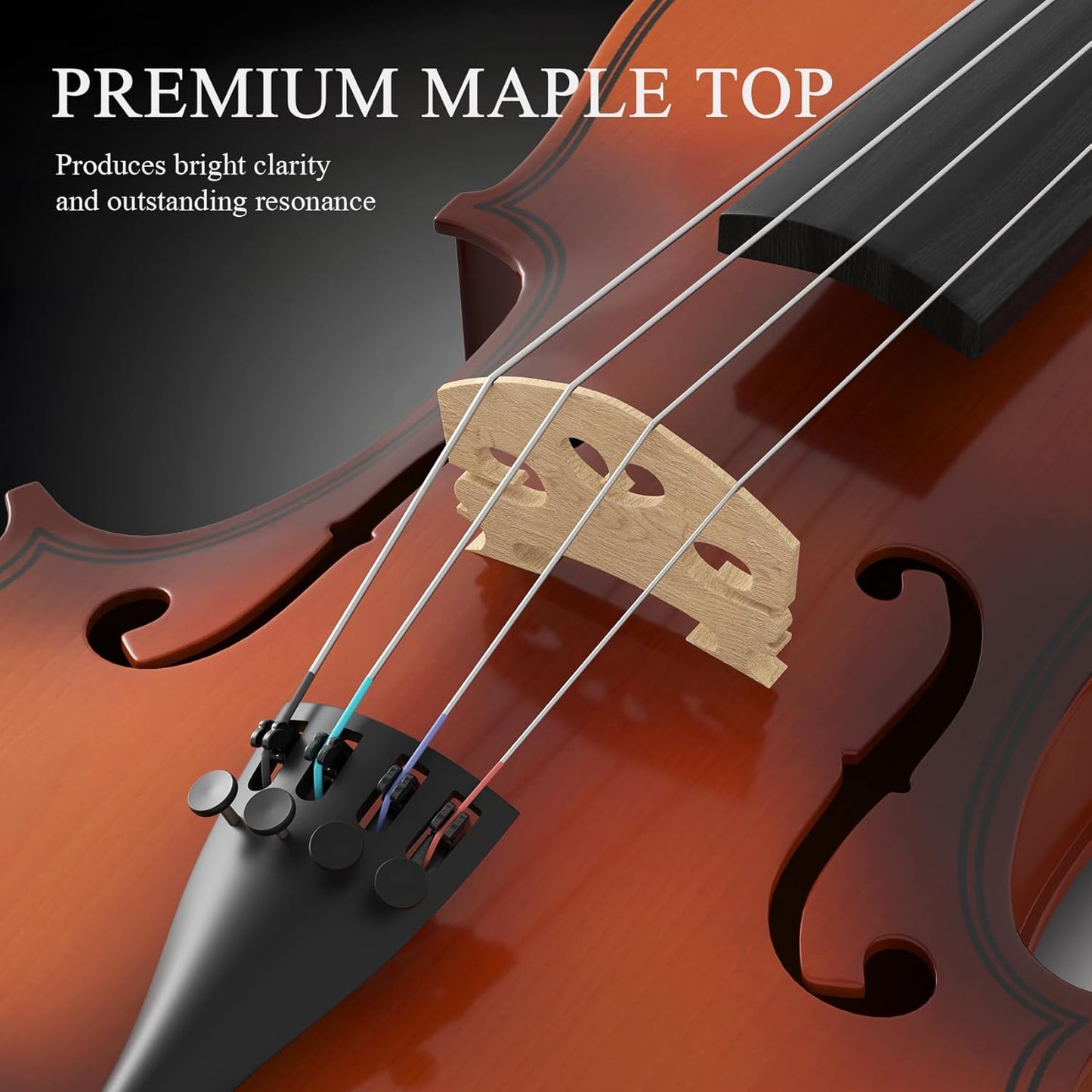 16 inch Acoustic Viola Kit for Adults,Students,Beginners,Complete Viola Instrument Set with Portable Case, Bow, Rosin (Brown)