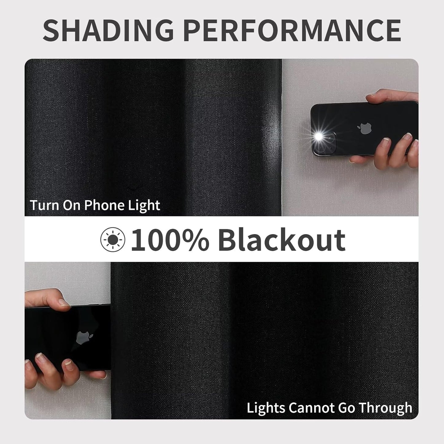 Joydeco Custom Black Textured Total Blackout Curtain for Bedroom and Living Room. Grommet Textured Thermal Insulated Room Darkening Curtain 1 Panel (Custom Size and Color)