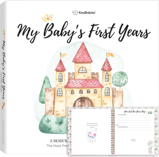 First 5 Years Baby Memory Book Girl, Boy - 90 Pages Hardcover First Year Milestone Keepsake Book, Newborn Scrapbook for New Parents, Minimalist Photo Album Journal,Gift for Baby Shower(Fairytale Land)