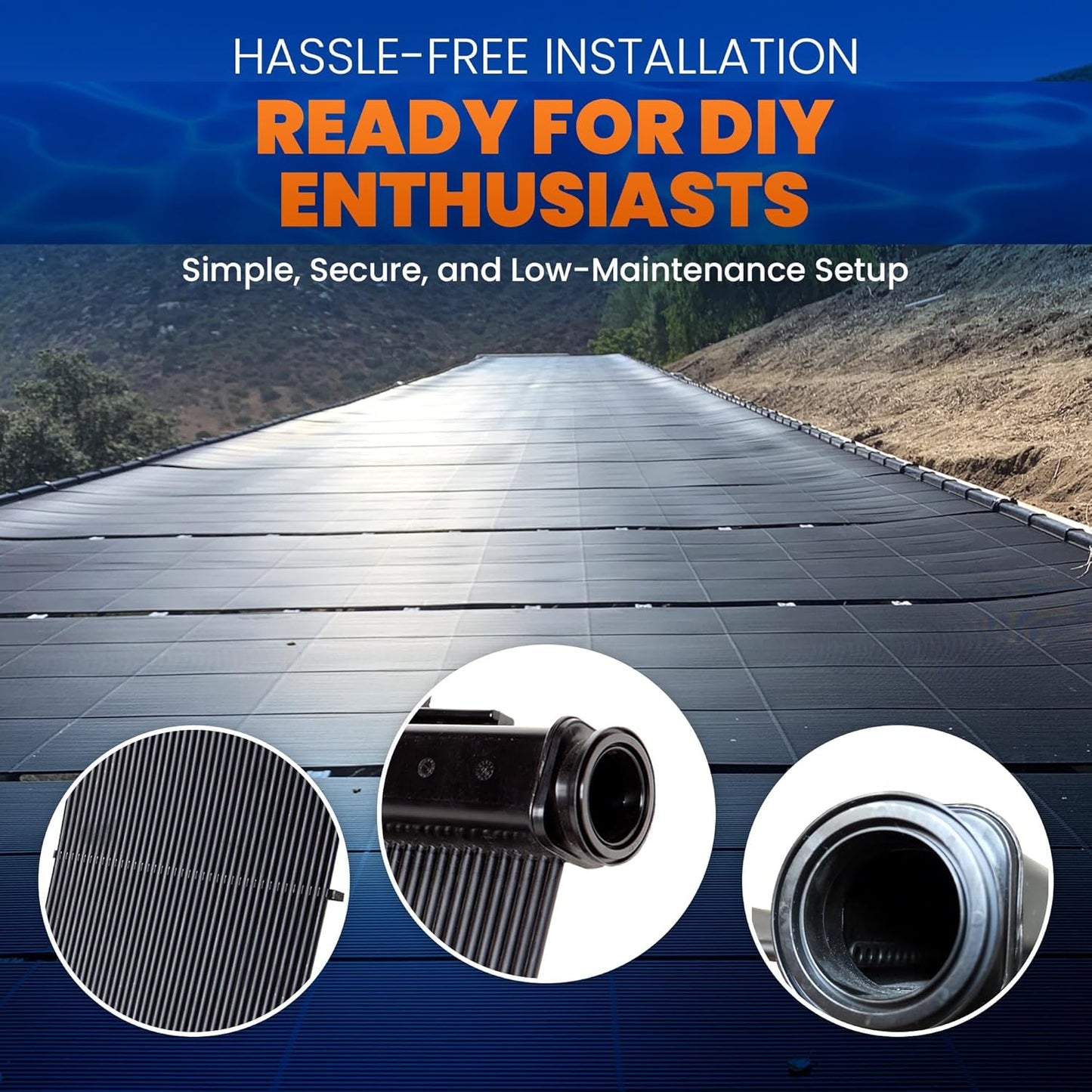 Industrial Grade Solar Pool Heater DIY Kit - Superior High-Wind Strapless Mounting System & Maximum Freeze Resistance (10-4'x10.5' / 420 Square Feet)