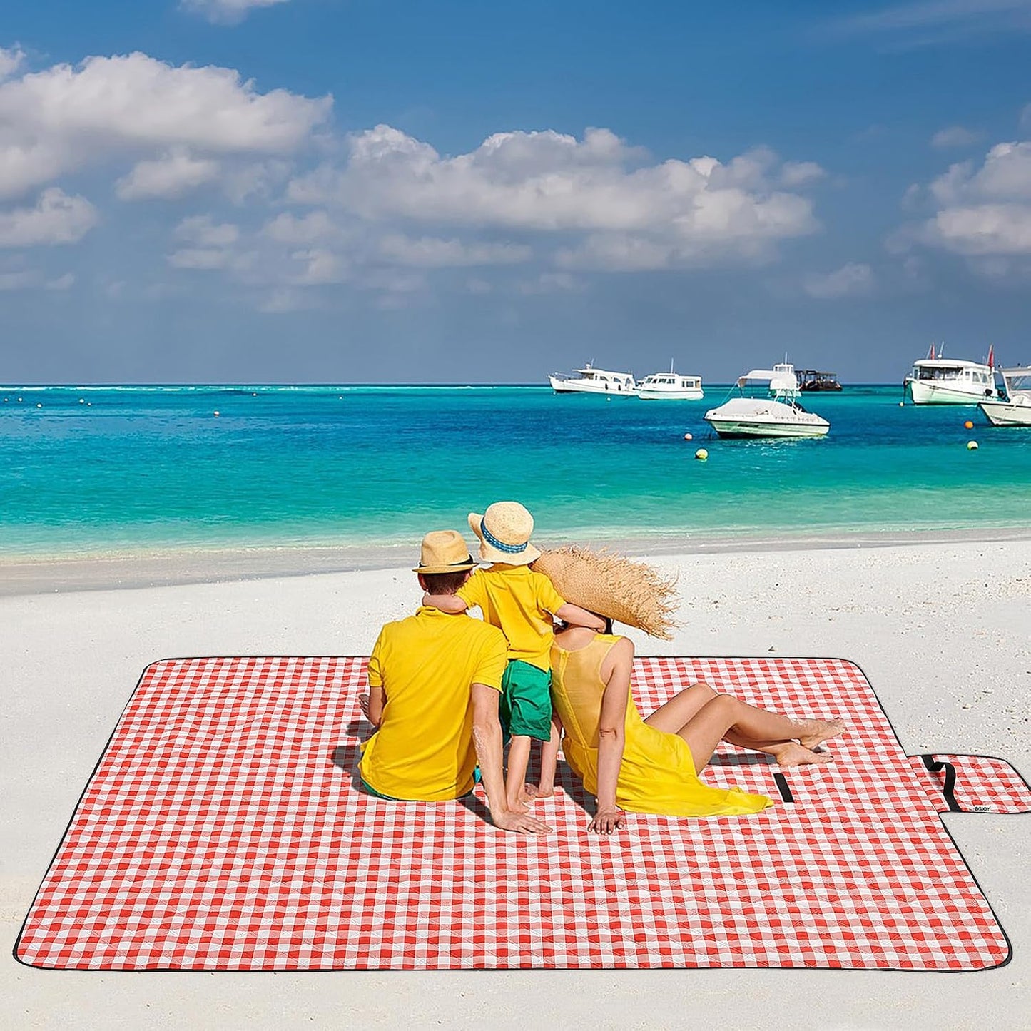 Large Picnic Blanket Beach Blanket Waterproof Sandproof Outdoor Blanket Foldable Beach Mat Sandfree Handy Mat with Carry Strap Lightweight Beach Mat fit 2 to 4 Adults for Beach Grass Lawn Park