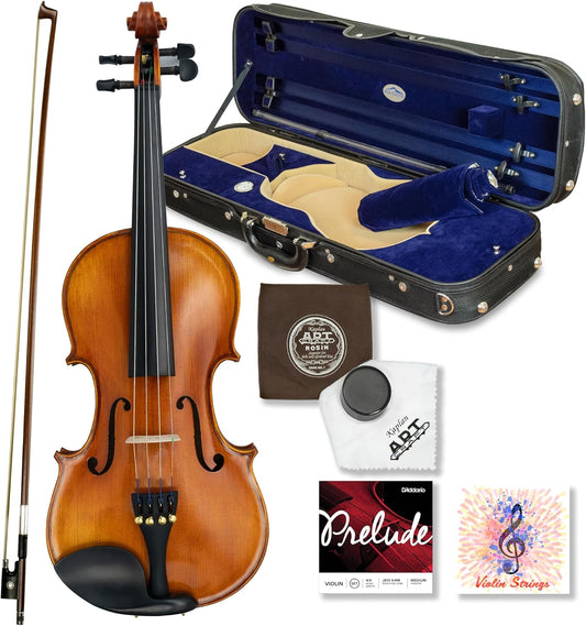 Kennedy Violins Louis Carpini G2 Violin Outfit 1/4 Size — Carrying Case and Accessories Included — Solid Maple Wood & Ebony Fittings