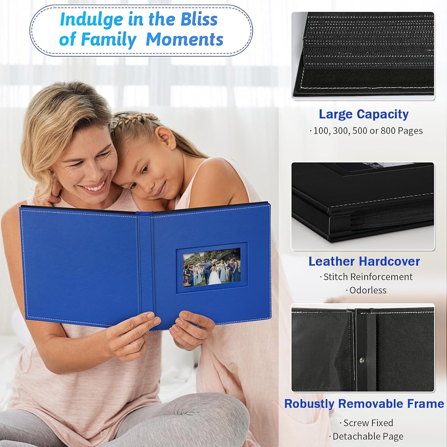 Popotop Photo Album 4x6 800 Pockets with Leather Hardcover Cover, Large Photo Album Binder Book with 80Pcs Pages for Family Travel Wedding Baby Gifts