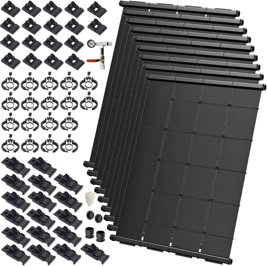 Industrial Grade Solar Pool Heater DIY Kit - Superior High-Wind Strapless Mounting System & Maximum Freeze Resistance (9-4'x7.5' / 270 Square Feet)